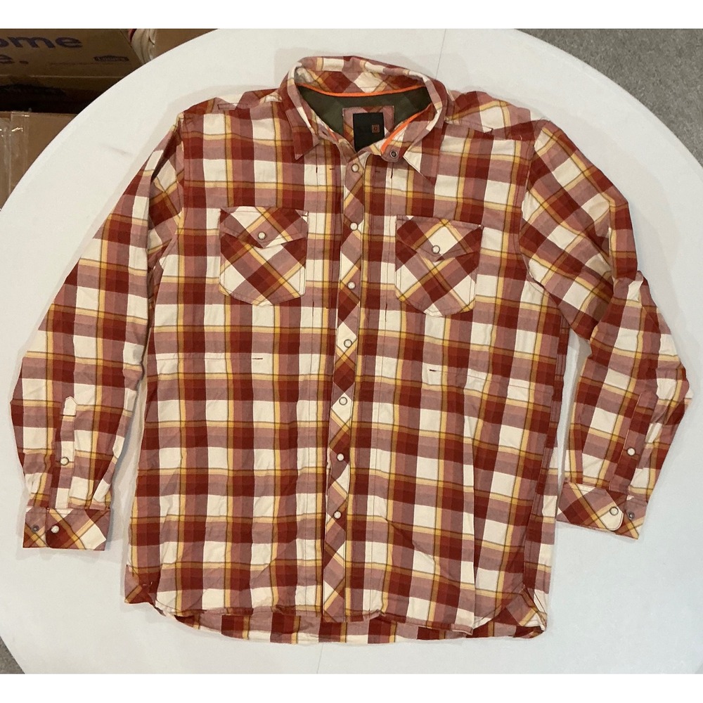 5.11 Tactical Flannel‎ Shirt Red Plaid Pearl Snap Front Western Rugged XL